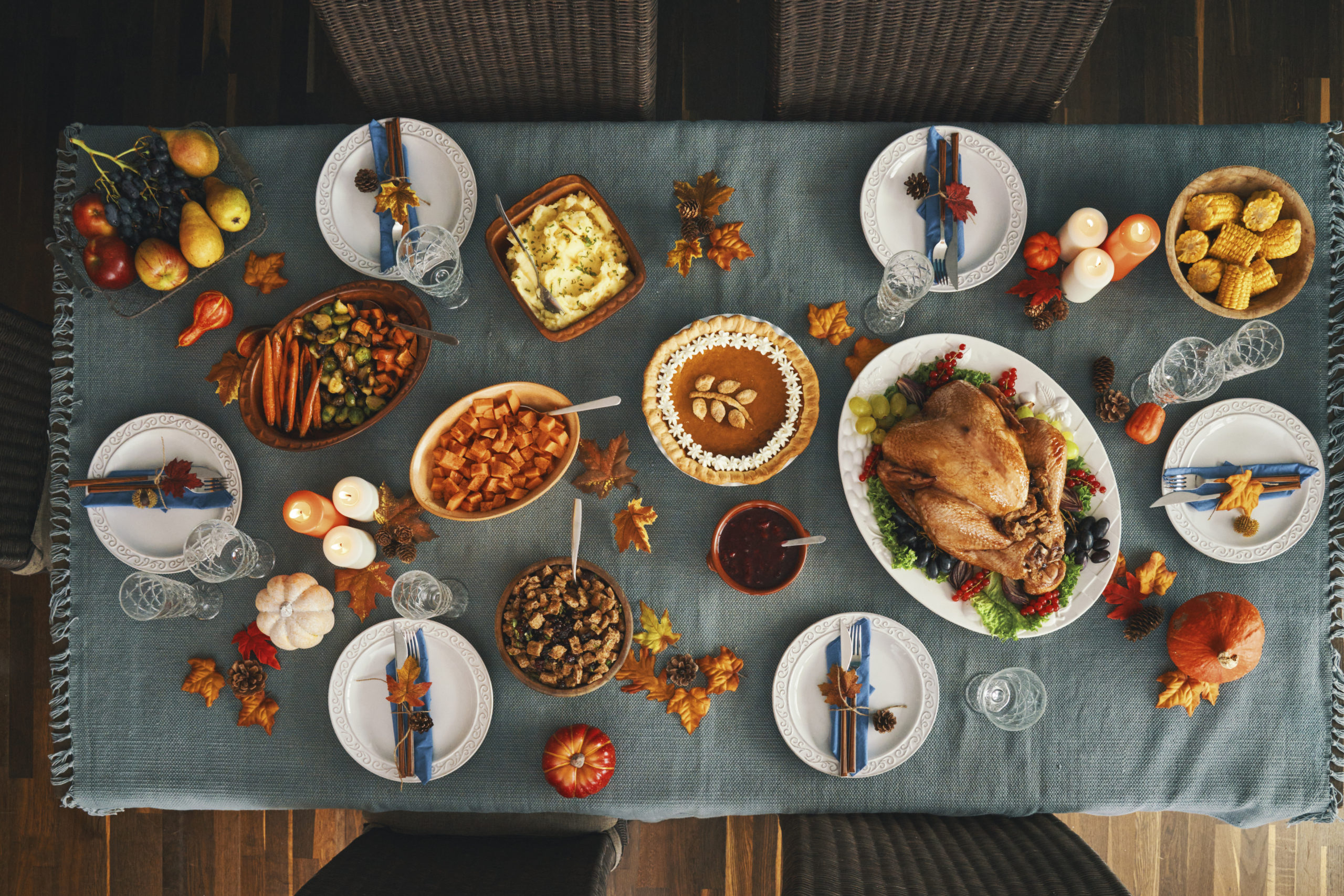 Thanksgiving Party Table Setting Traditional Holiday Stuffed Turkey Dinner