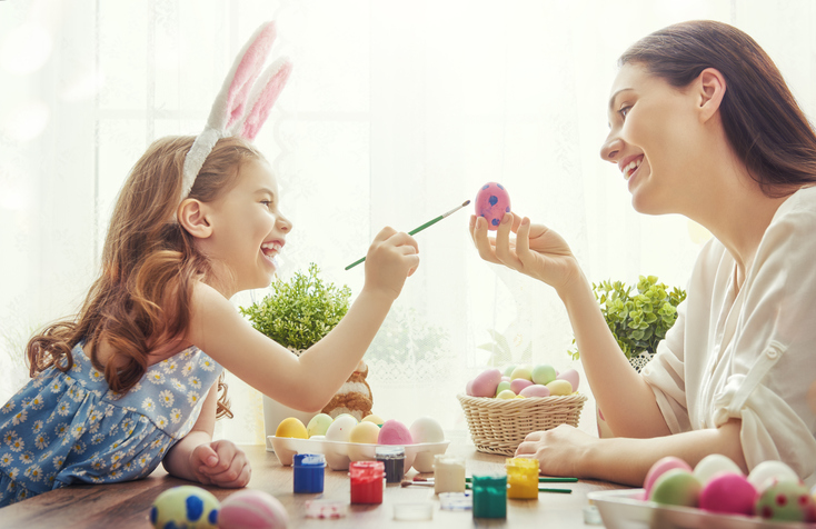 family preparing for Easter